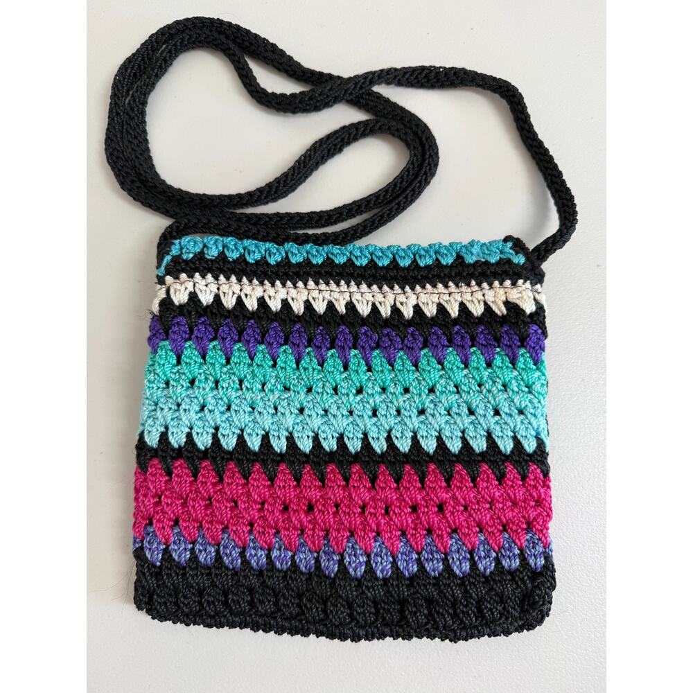 The Sak Crochet Stripe Crossbody Purse Inner Pockets Bohemian - Picture 3 of 10